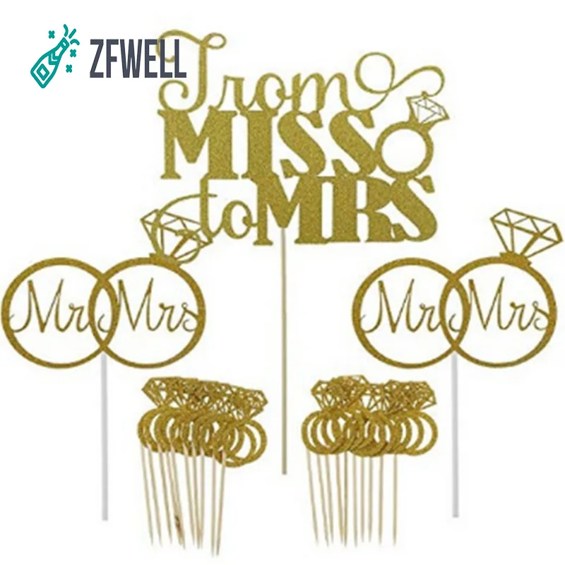 ZFWELL 23 шт./лот от miss to mrs блестящие буквы бумага свадебный торт для выпечки закуска