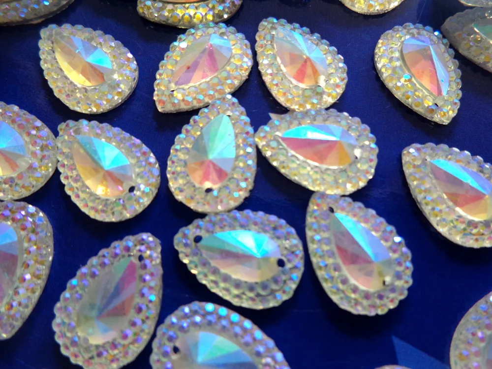 Прозрачные стразы в форме капли с плоской задней поверхностью 10*14 мм полимерные