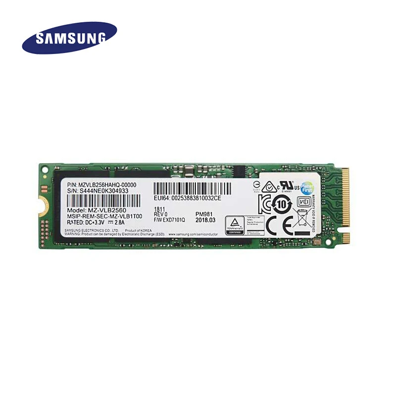SAMSUNG SSD m2 PM961 128 ГБ твердотельный жесткий диск M.2 2280 NVMe Гб PCIe 3 0x4 NVME ноутбук