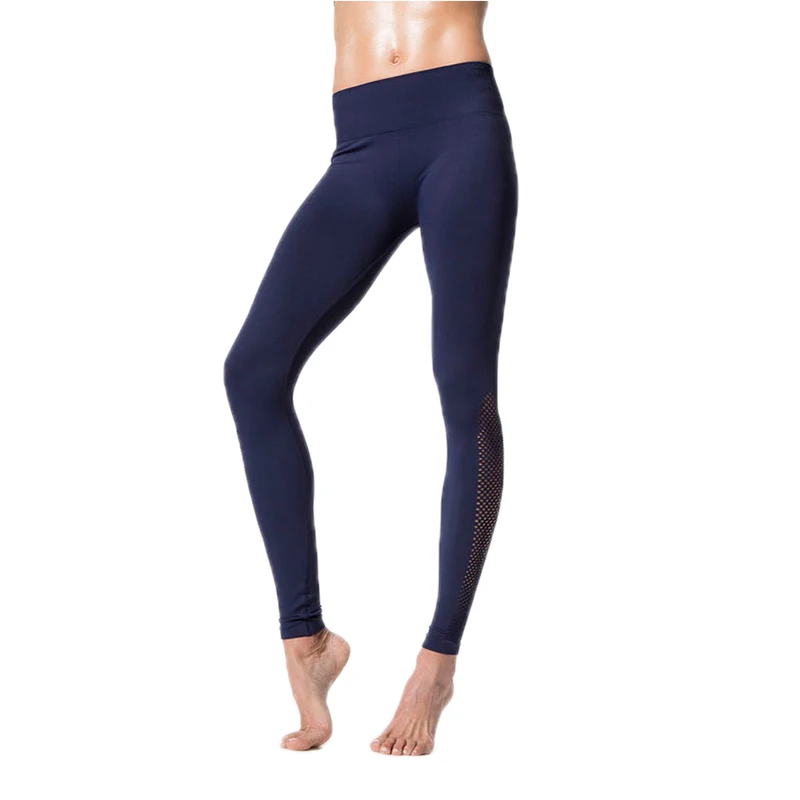 Dark blue Детектор женские компрессионные штаны для йоги спортивные колготки в сетку тонкие легинсы для бега женские брюки - Цвет: Dark blue