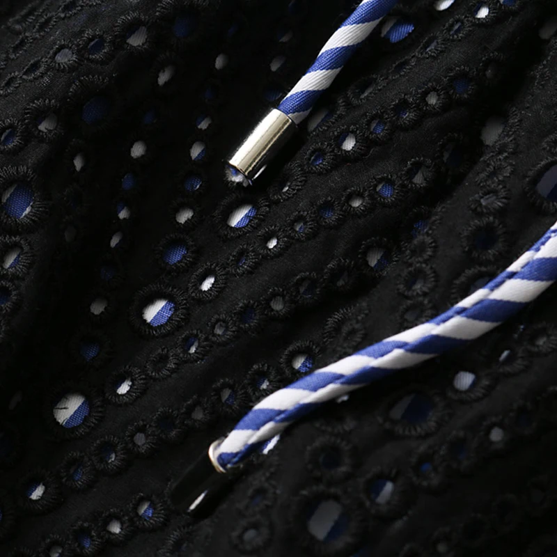 Женские Полосатый двойной юбка черного кружева крышка эластичный пояс с ушками