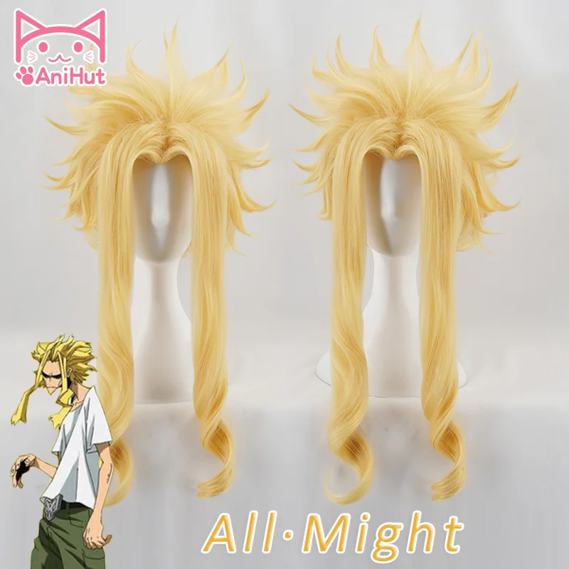 [Anihut】 All Might Boku No Hero Academia Hai Cosplay Wig My Academia/Academy синтетический парик для всех