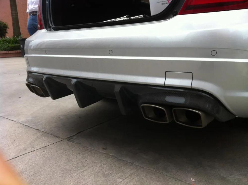 W204 углеродного волокна заднего бампера Диффузор спойлер для Mercedes Benz C-Class W204 C63 AMG седан 4 двери только 2008-2011 TS Стиль