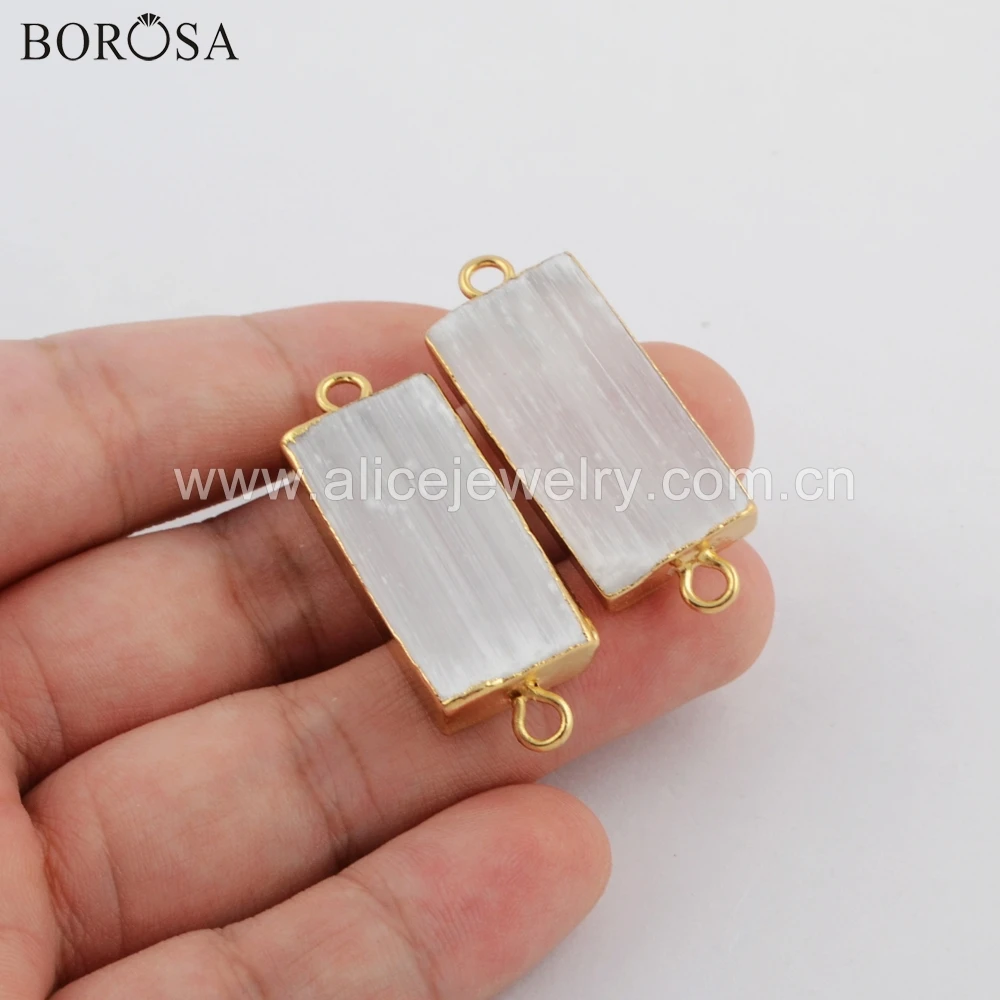 BOROSA 10 шт Новая Коллекция Золотой Цвет Прямоугольник прозрачный селенит камень