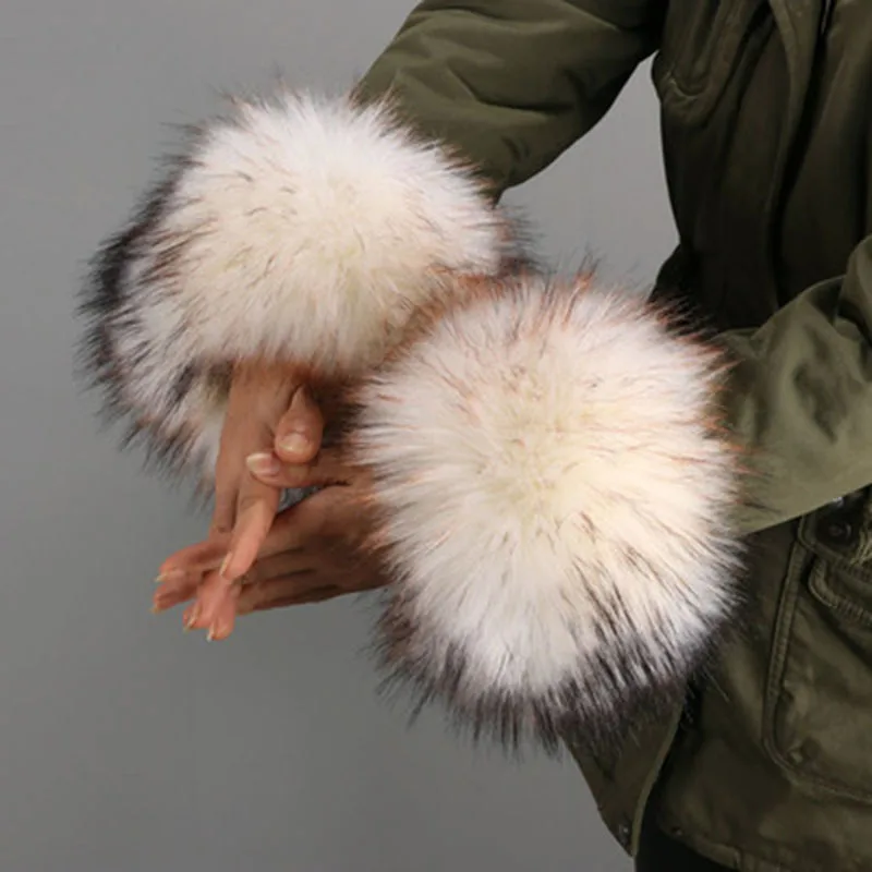 CHICEVER осень зима искусственный мех перчатки для женщин рукава митенки хит цвета полосатые перчатки женская одежда аксессуары мода прилива