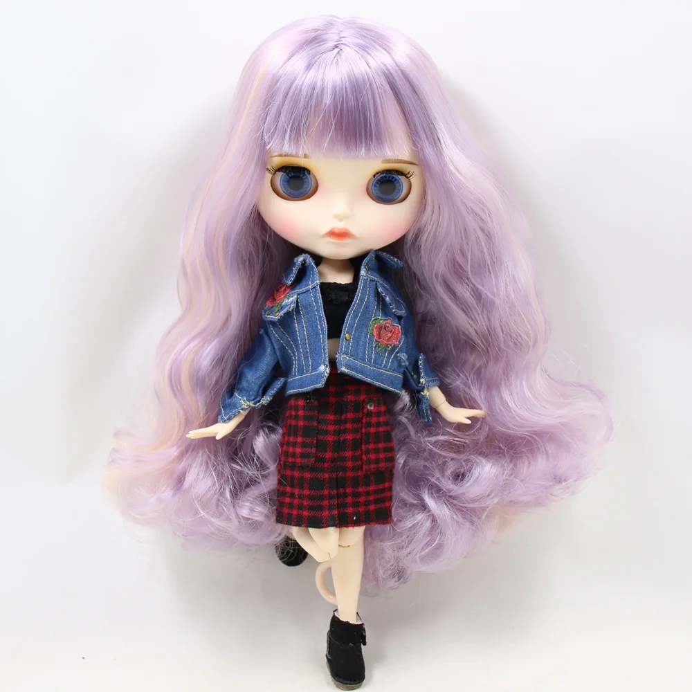 

ICY DBS Blyth Doll For No. BL1049/2352/1049 Purple mix pink hair Carved lips Matte face with eyebrow Joint body 1/6 bjd