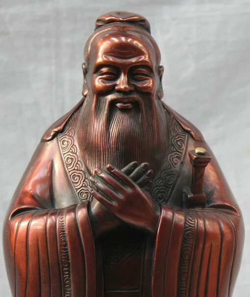 JP S61 14 &quotКитайской Истории Знаменитый Философ педагог Бронзовый Конфуций Kong Zi