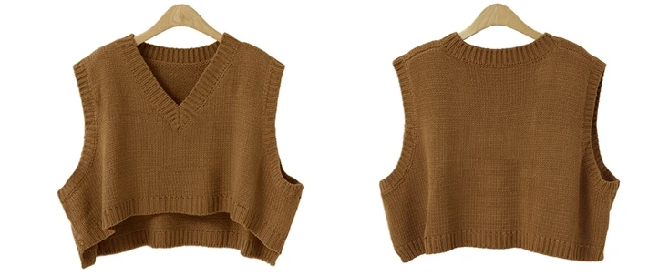 New V-Neck Short Sweater Vest Women Korean Pullovers Casual Pullover Knitting Autumn Winter Clothes Sueter Mujer C80909 | Женская одежда