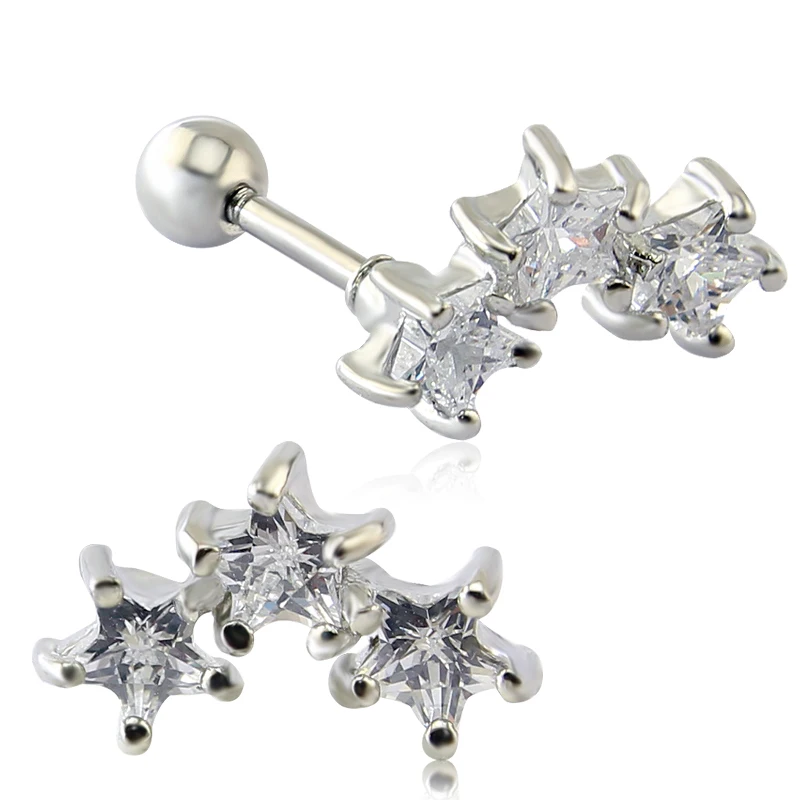 Trinity Star циркониевые шпильки очаровательные женские серьги из нержавеющей стали