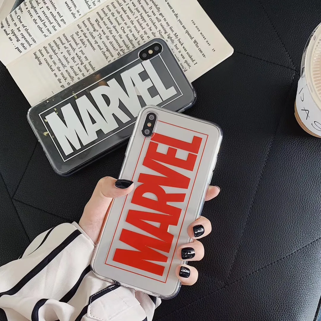 MARVEL LOGO Avengers Heros case cover for apple iphone X XS MAX XR 7 7Plus 8 8Plus 6 6sPlus Transparent soft silicone Coque |
