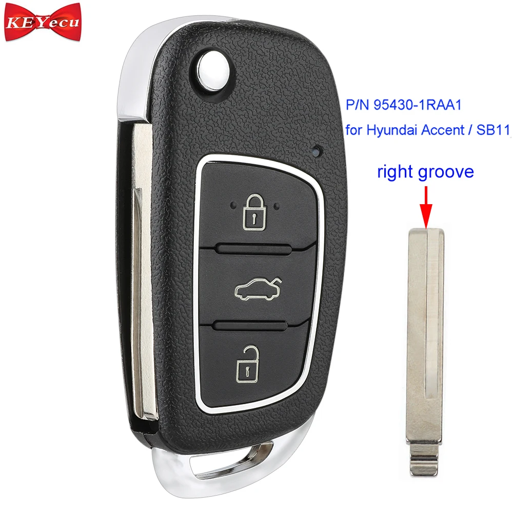 KEYECU для hyundai Accent SB11 2013 пульт дистанционного управления автомобильный брелок 433 МГц 95430-1RAA1
