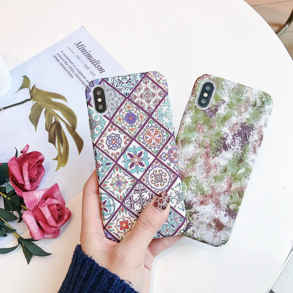 Luminous Phone Case For iphone x xs max xr Marble Hard PC Cover 6 7 8 6s Plus Army Green Camouflage Nigh Light Funda |