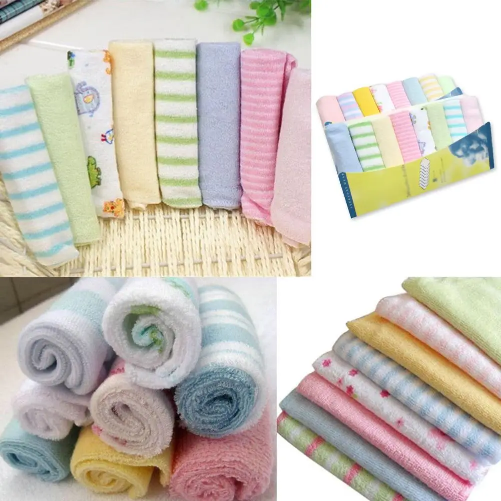 8pcs/Set Baby Feeding Towel Nursing Towels Face Cleaning Bibs Handkerchief Washcloth Random Color | Мать и ребенок