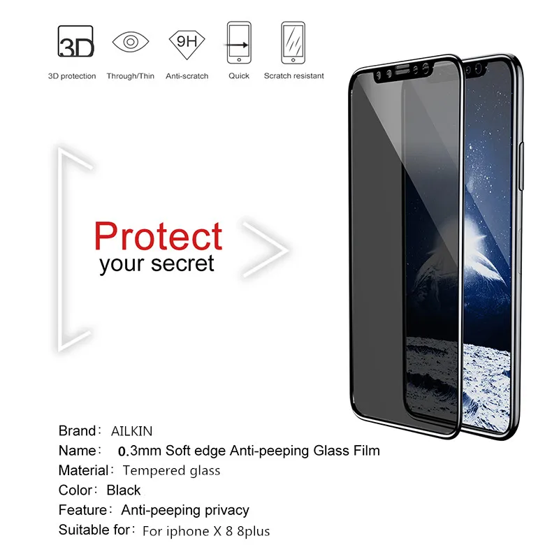 5 шт./лот 3D 9 H Full Cover взрывозащищенный Экран протектор для iPhone X 8