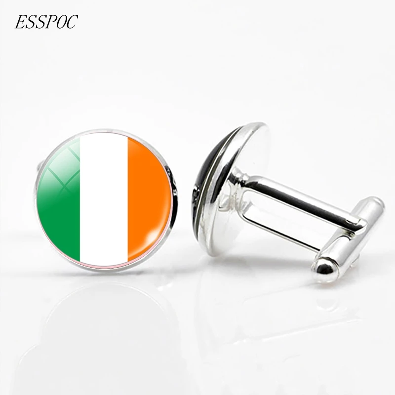 Ireland Великобритания запонки с изображением флага Европа Национальный флаг Франция Италия Испания Польша. Голландский Флаг России мужские свадебные запонки - Окраска металла: Ireland