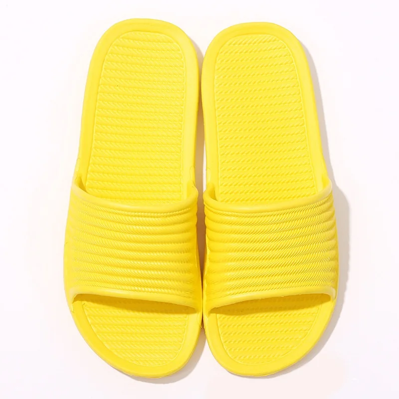 Yellow Домашние тапочки; сезон лето; нескользящие домашние тапочки; домашние тапочки в полоску на плоской подошве для ванной; женские сандалии - Цвет: Yellow