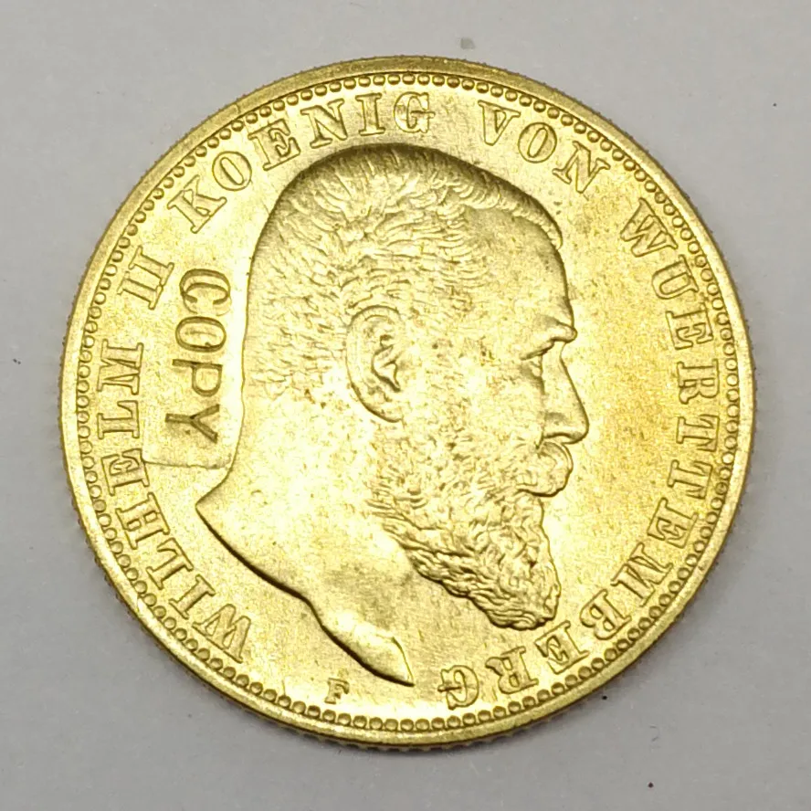 1913 немецкая Баден 20 Марка позолоченная монета латунная копия монет ремесла