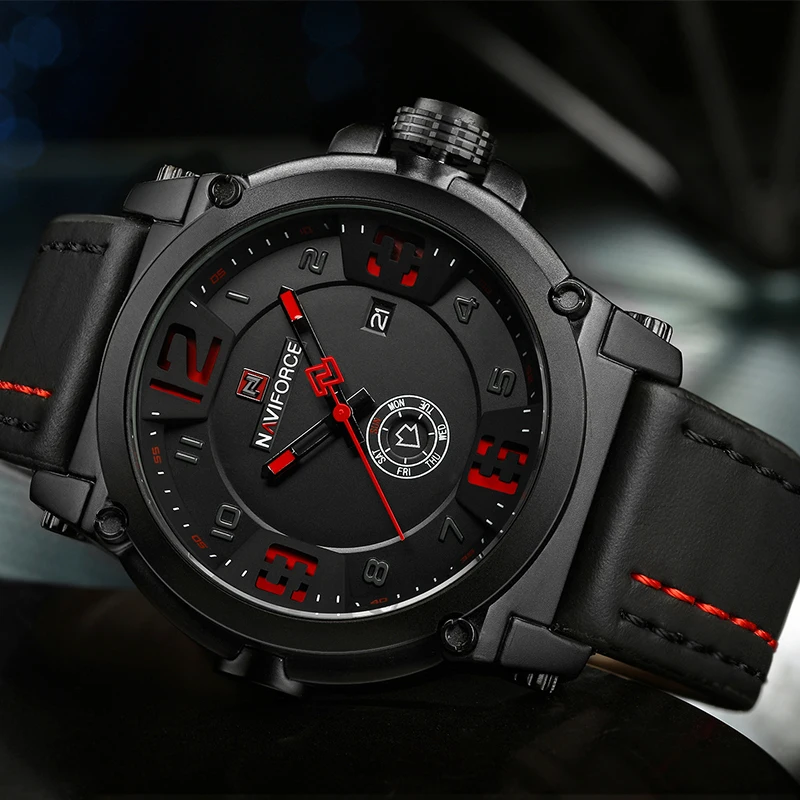 NAVIFORCE мужские часы лучший бренд роскошные спортивные кварцевые с кожаным