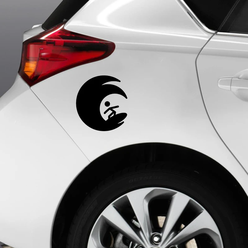 

QYPF 12.6*13.8CM Interesting Ocean Surfing Decor Car Sticker Extreme Movement Vinyl Graphic C16-0727
