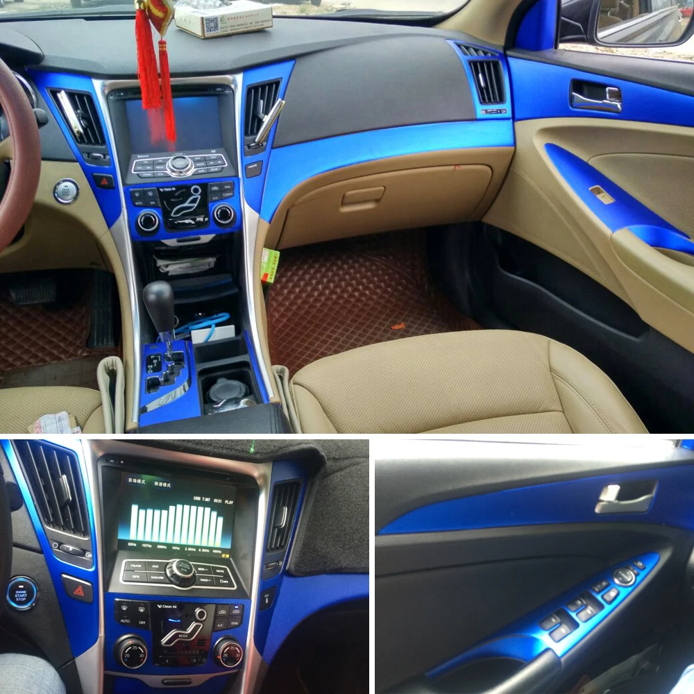 Для Hyundai sonata 8 2011 2013 внутренняя Центральная панель управления дверная ручка 5D наклейки из углеродного