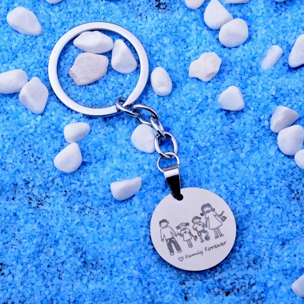 12 шт. оптовая продажа Family Forever брелок с гравировкой мама папа дочка сын дизайном