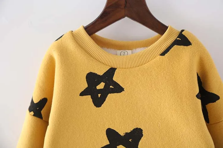 2016 Новая мода зима девочек и мальчиков дети толстовка звезды шаблон Двойной