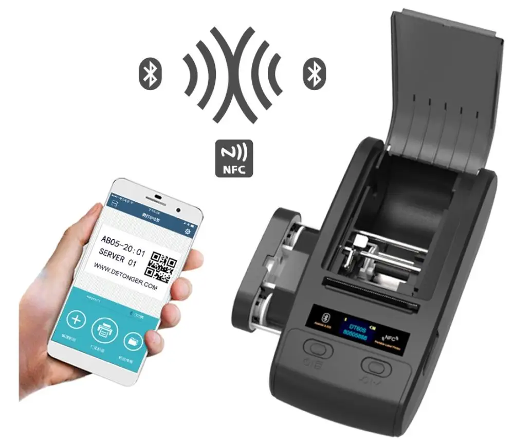 Высококачественный термотрансферный принтер штрих-кода принтер NFC Bluetooth 48 мм ширина печати для POS логистические ювелирные изделия розничная торговля