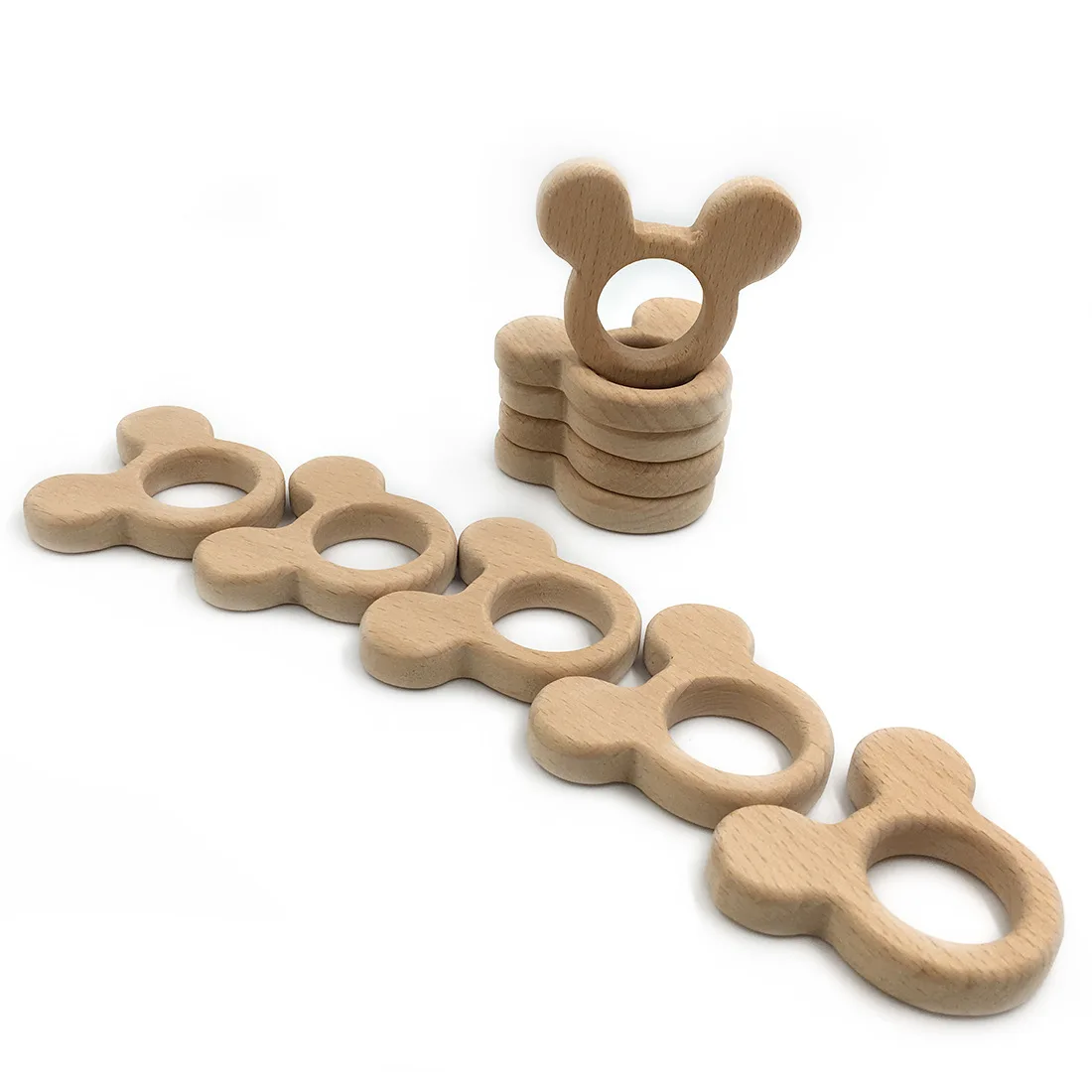 Mickey Mouse 10 PCS 10 шт. прорезыватель из буковой древесины, Натуральный Детский Прорезыватель для зубов, органический Экологичный Деревянный Прорезыватель для зубов, Прорезыватель для зубов для кормления ребенка - Цвет: Mickey Mouse 10 PCS