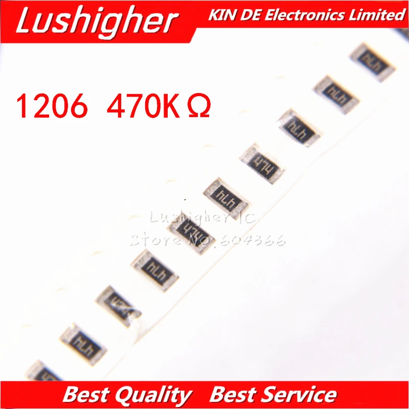 100 шт. 1206 SMD резистор 1% 470K Ом 474 470 ком|Резисторы| |