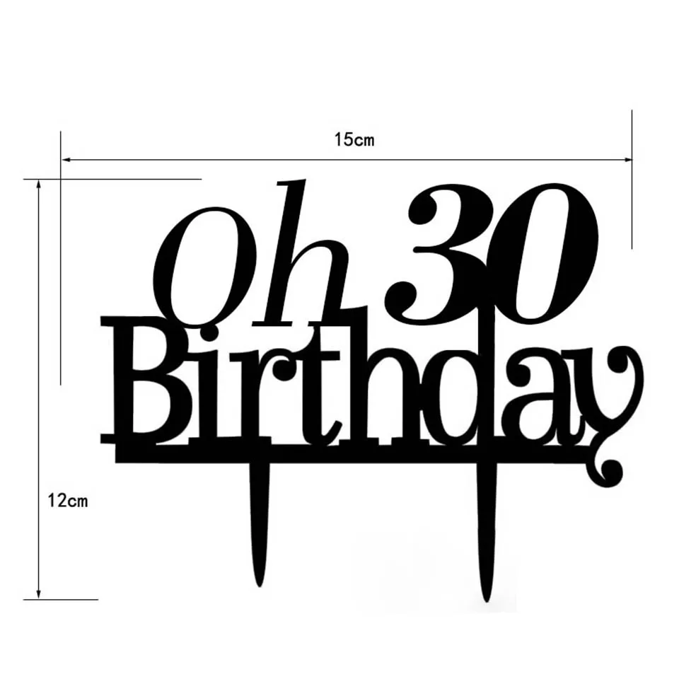 Топпер для торта Tronzo Oh 30th 40th 50th день рождения черные акриловые топперы кексов
