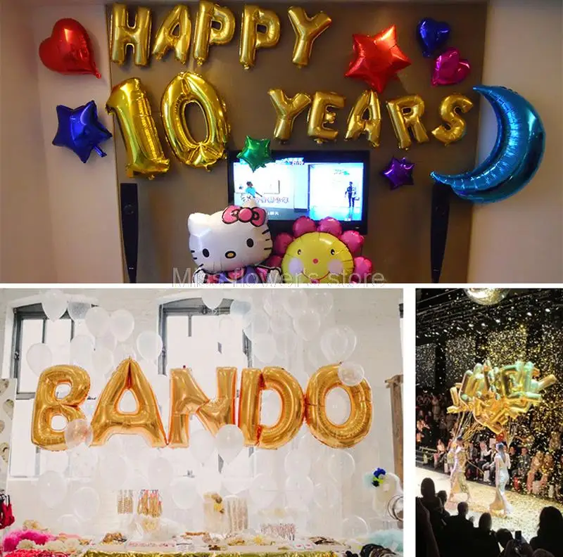 Huge 40 Inch Gold 26 Letters A-Z Foil Balloons Wedding Birthday Party Festival Decoration Supplies | Дом и сад