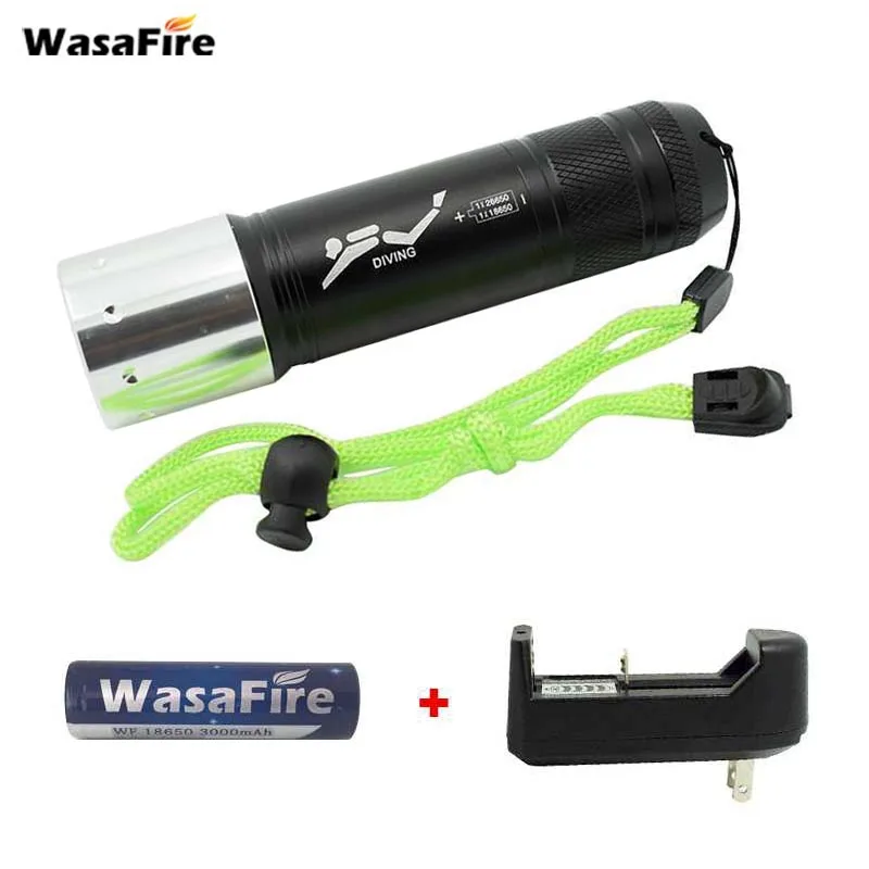 Светодиодный фонарь Wasafire T6 для подводного погружения портативный с