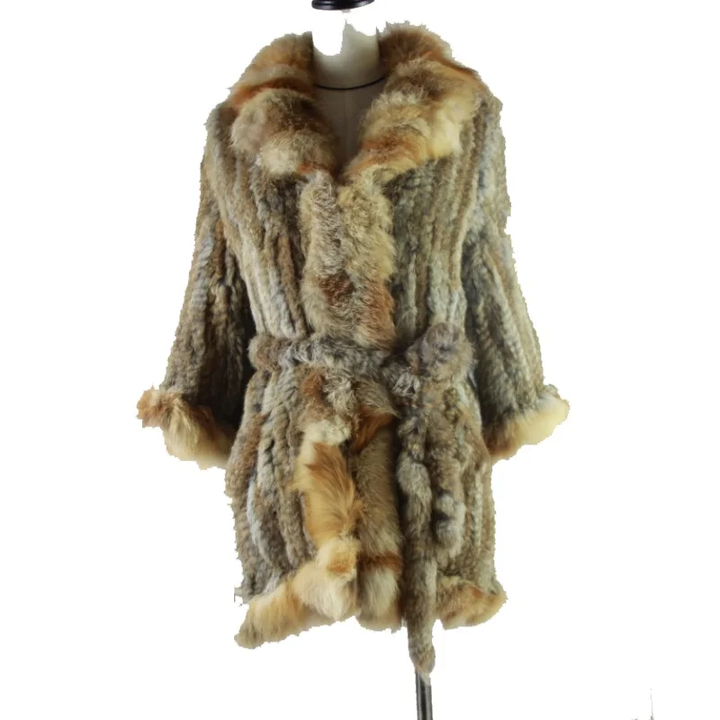 Hot Women Real Rabbit Fur Coat Natural knitted Rabbit Fur Coat  Thin Fashion Slim Rabbit Fur Coat Full Pelt Genuine Fur Jacket