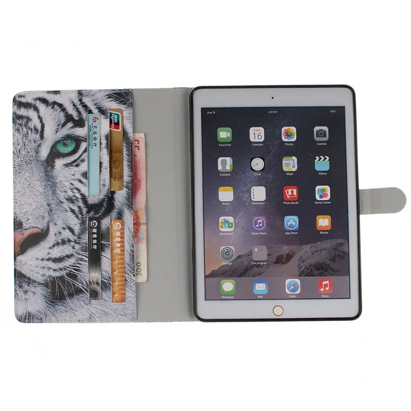 Силиконовый чехол из искусственной кожи с Рисунком Тигра и совы для iPad Air 2 Apple 6