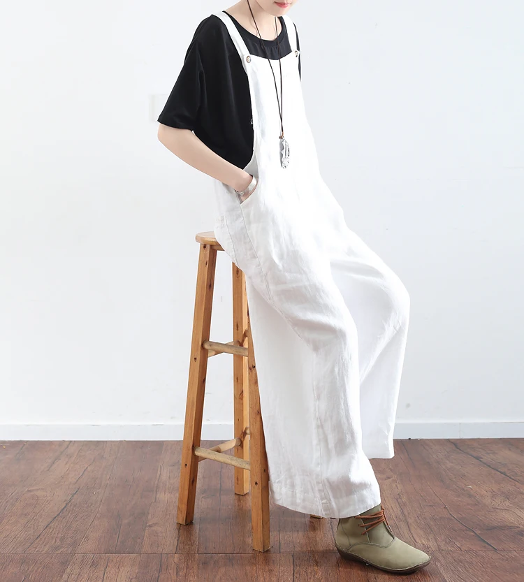 2017 летние свободные женские комбинезоны без рукавов Женский хлопковый льняной