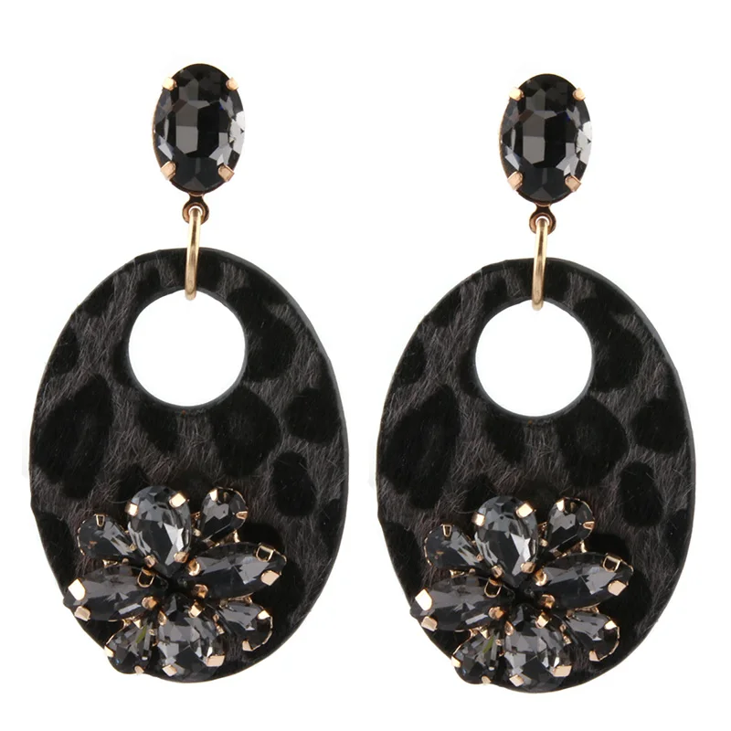 oval gray NeeFu WoFu, кожаные серьги, Тигровое стекло, серьги, сплав, капельные, большие, длинные, большие, серьги для женщин, Brinco Ear Oorbellen, рождественский подарок - Окраска металла: oval gray