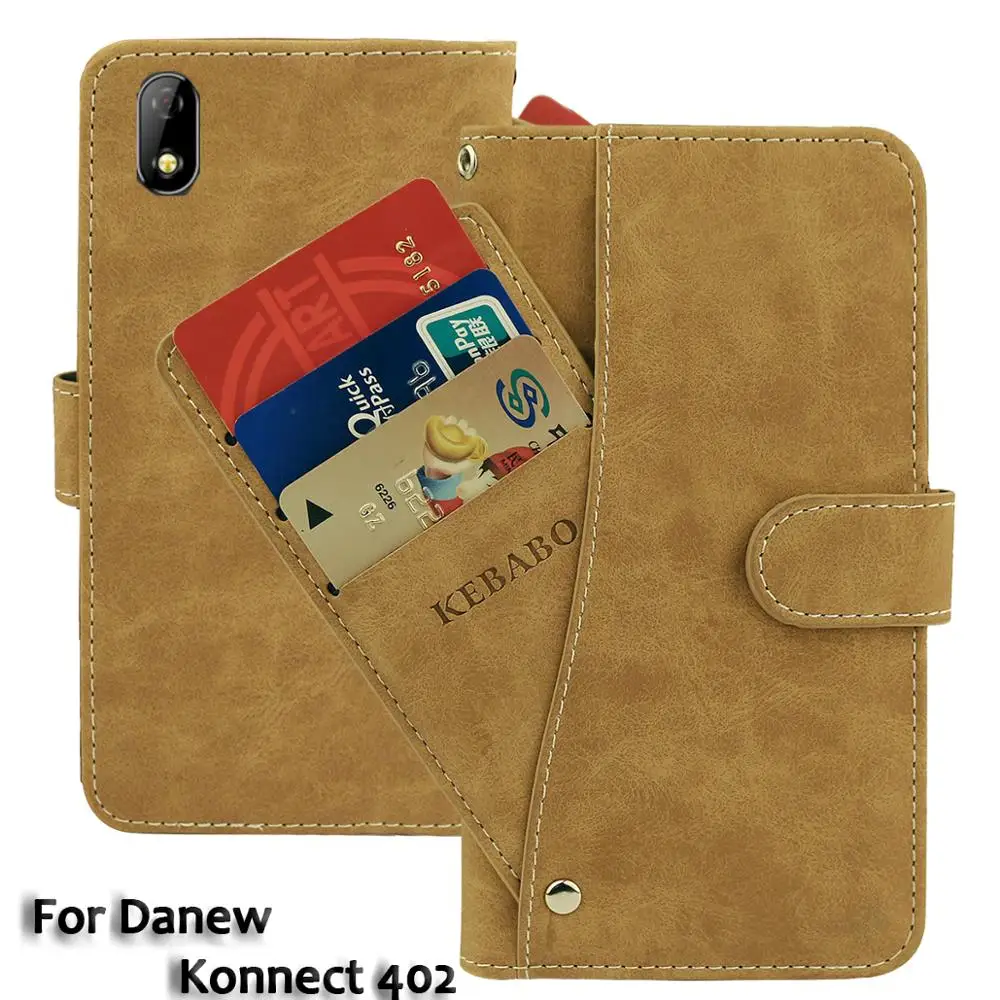 

Vintage Leather Wallet Danew Konnect 402 5" Case Flip Luxury Card Slots Cover Magnet Stand Phone Protective Bags
