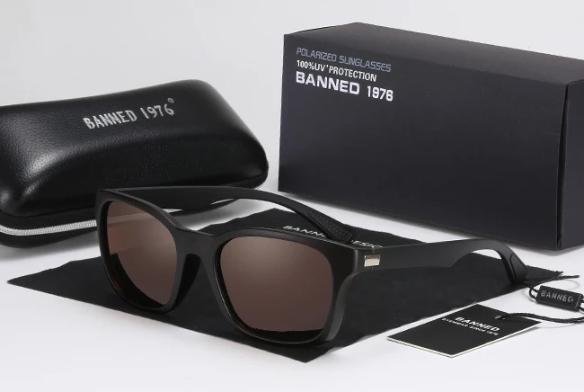 Запрещены 1976 модные Для Мужчин Поляризованные солнцезащитные очки wo Для мужчин вождения зеркала точки матовая черная оправа, мужские солнцезащитные очки UV400 - Цвет линз: brown
