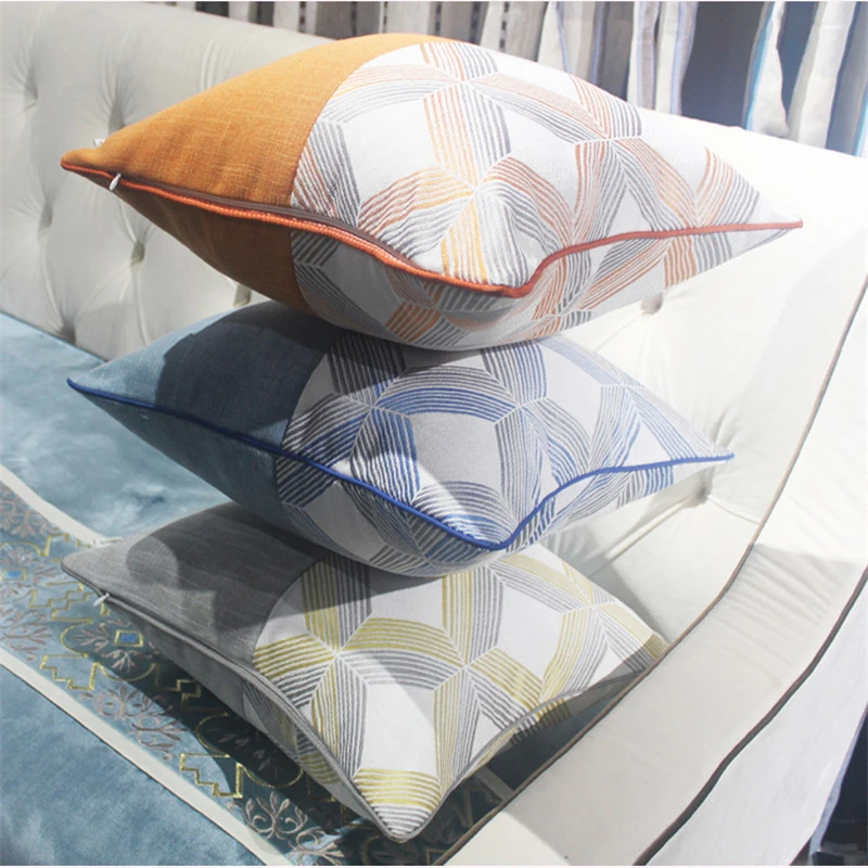 European Jacquard Cushion Cover Luxury Patchwork Cojines Decorativos Para Sofa Decorative Pillows High Precision Cushions 1 pc | Дом и сад