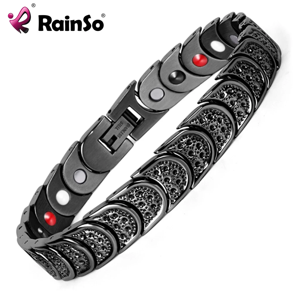 Новинка мужские черные браслеты Rainso из нержавеющей стали 361L с 4 элементами