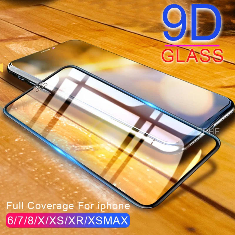 Защитное стекло 9D для iPhone 6 6s 7 8 Plus XR X XS с полным покрытием Xs Max SE 2 2020 закаленное 5D