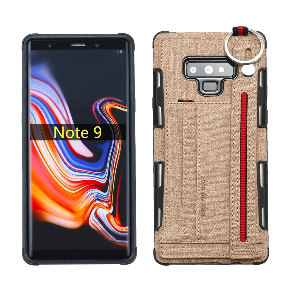 Cowboy Cloth Texture Wallet Card Slot Case For Samsung galaxy Note 8 Luxury Hand Lanyard Cover 9 Coque |
