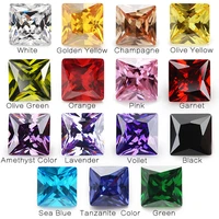 1pcs per colors total 15pcs size 4x4mm 10x10mm square shape loose cubic zirconia stone