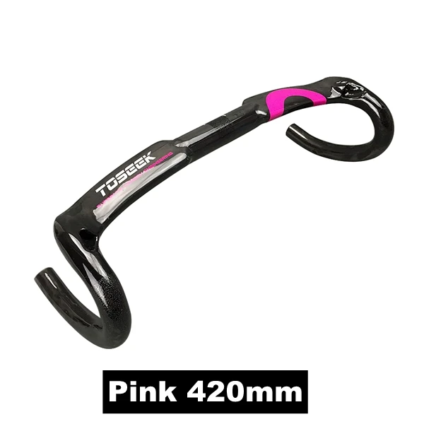 Pink 420mm Toseek углеродное волокно руль велосипеда изогнутый руль велосипеда для шоссейного велосипеда горный велосипед 400/420/440 мм 31,8 мм - Цвет: Pink 420mm