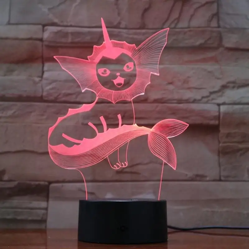 Vaporeon Eevee мультфильм 3D лампа Покемон игровые фигурки ночник RGB светодиодный шарик многоцветный детский подарок Детская игрушка праздничные гаджеты