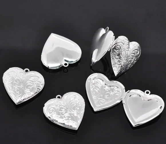 Doreen Box прекрасная 5 SP фоторамка с подвесками в виде сердца 29x29 мм (B13896)|locket pendant|heart