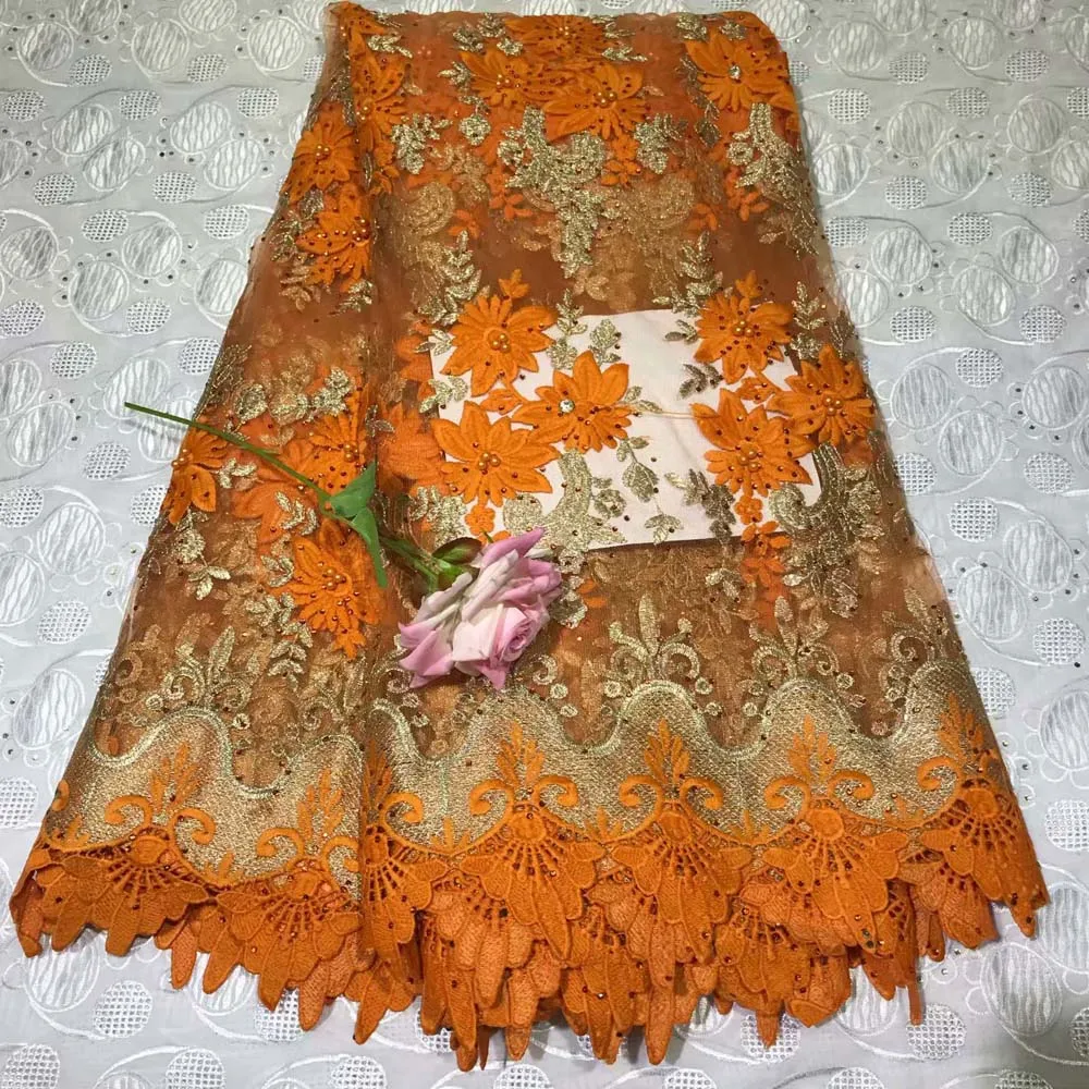 Фиолетовое кружево украшенное бисером в африканском стиле ткань 2019 вышитая