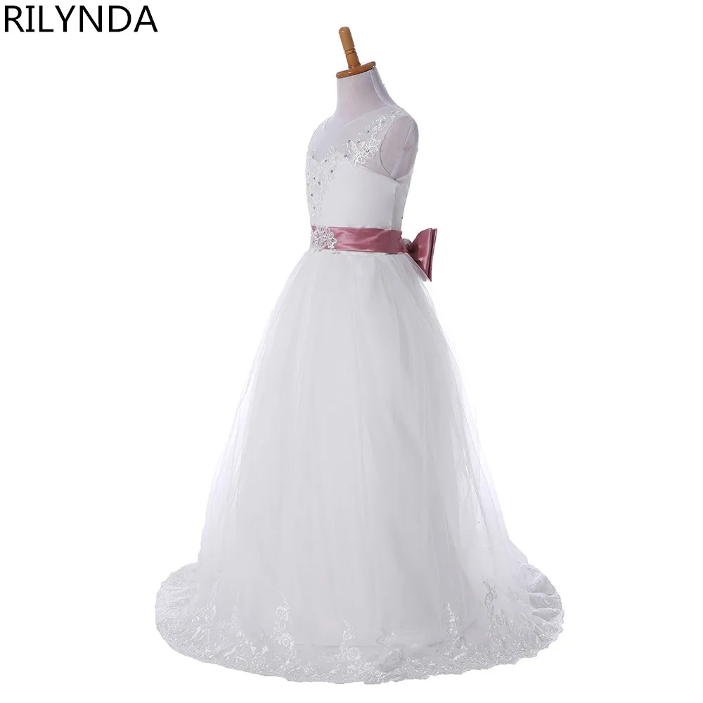 New Lace Princess Flower Girl Dresses 2019 Ball Gown First Communion For Girls Sleeveless Tulle Toddler Pageant | Свадьбы и