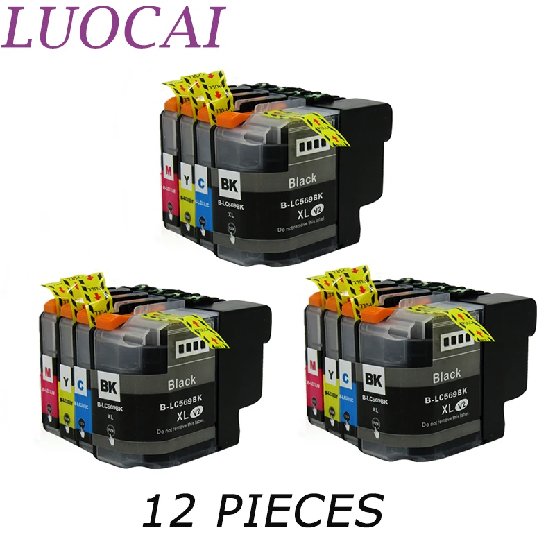 12 шт. LC569 LC569XL LC565 LC565XL LuoCai совместимые картриджи для принтеров Brother MFC-J3520 MFC-J3720