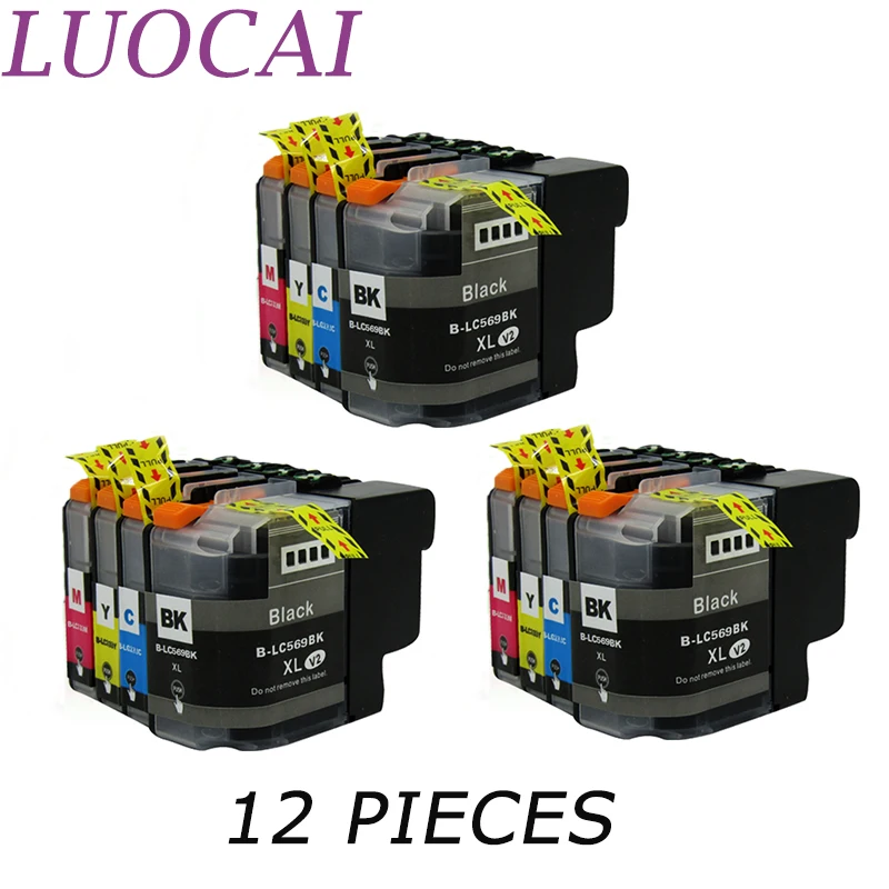 12 шт. LC569 LC569XL LC565 LC565XL LuoCai совместимые картриджи для принтеров Brother MFC J3520